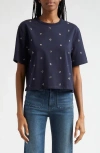Veronica Beard Sebastian Grommet Accent Cotton T-shirt In Navy