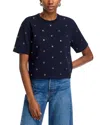 Veronica Beard Sebastian Grommet Accent Cotton T-shirt In Navy