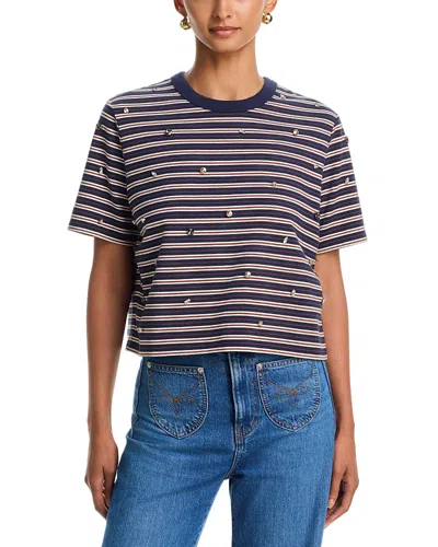 Veronica Beard Sebastian Rhinestone Embellished Tee In Blue