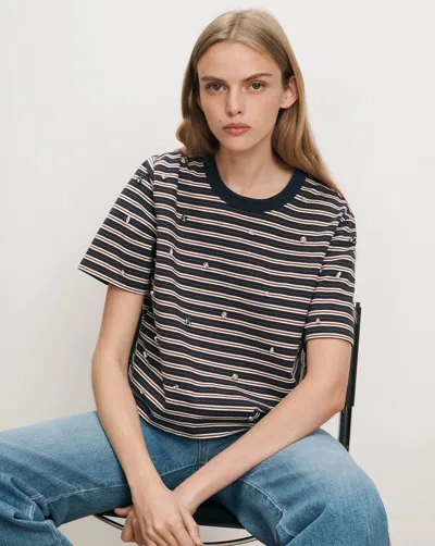 Veronica Beard Sebastian Rhinestone T-shirt In Heritage Navy Multi