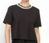 Veronica Beard Sebastian Embellished Tee Shirt In Black In Black