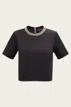 Veronica Beard Sebastian Embellished Tee Shirt In Black