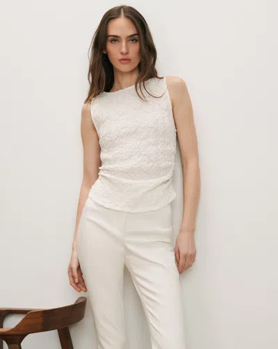 Veronica Beard Selah Ruched Lace Tank In Gray