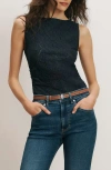 Veronica Beard Selah Ruched Lace Tank In Blue