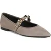 Veronica Beard Selene Charms Pointed Toe Flat In Bark Suede