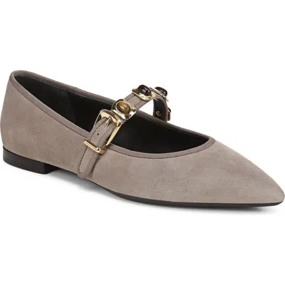 Veronica Beard Selene Charms Pointed Toe Flat In Bark Suede