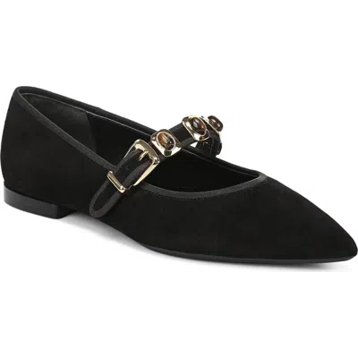 Veronica Beard Selene Charms Pointed Toe Flat In Black Suede