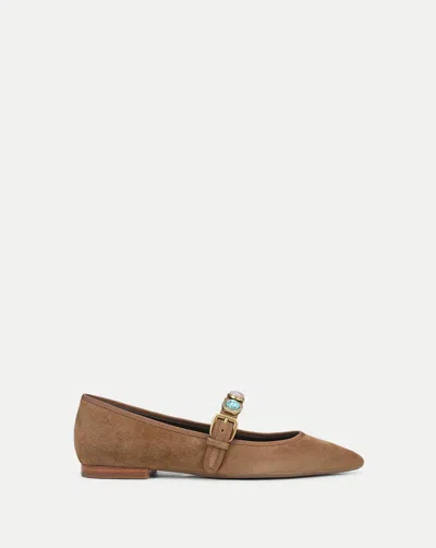Veronica Beard Selene Embellished Flat In Brown