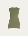 Veronica Beard Semma Sleeveless Ribbed Sweater In Stone Army