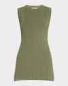 Veronica Beard Semma Sleeveless Ribbed Sweater In Stone Army