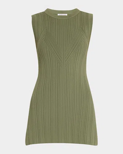 Veronica Beard Semma Sleeveless Ribbed Sweater In Stone Army