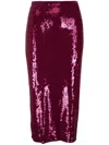 Veronica Beard Sequin-embellished Midi Skirt In 红色