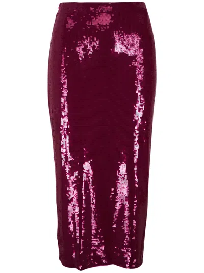 Veronica Beard Sequin-embellished Midi Skirt In 红色