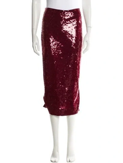 Pre-owned Veronica Beard Sequin Embellishments Midi Length Skirt In Burgundy