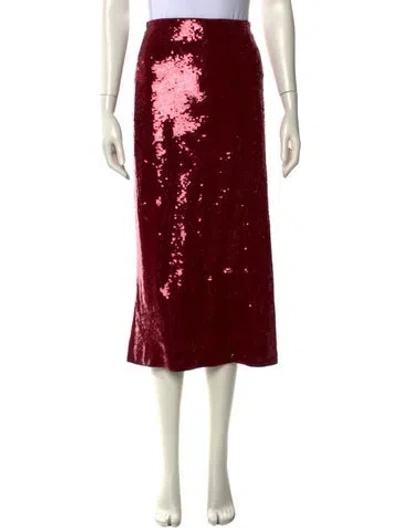 Pre-owned Veronica Beard Sequin Embellishments Midi Length Skirt In Red