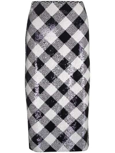Veronica Beard Sequinned Check Skirt In Black