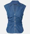 Veronica Beard Sera Denim Top In Blue