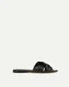 Veronica Beard Seraphina Twisted Leather Slide Sandals In Black
