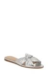 Veronica Beard Seraphina Twisted Metallic Slide Sandals In Silver