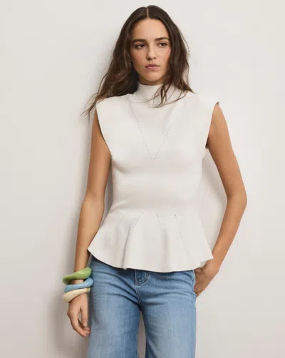 Veronica Beard Seraphine Knit Top In White