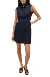 Veronica Beard Serina Sleeveless Denim Mini Dress In Dark Oxford