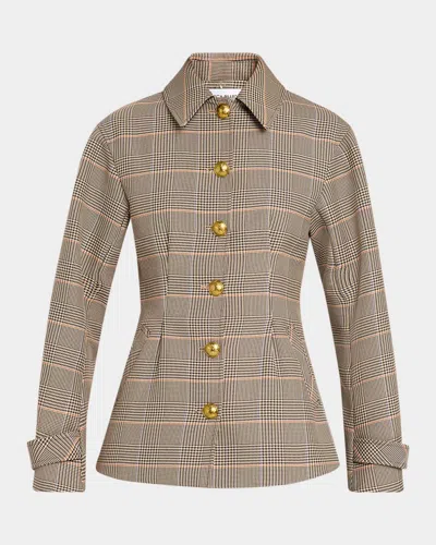 Veronica Beard Severine Plaid Jacket In Khaki Multi