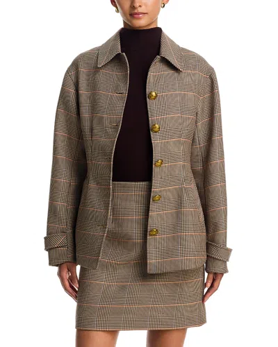 Veronica Beard Severine Single Breasted Jacket In Khaki Multi