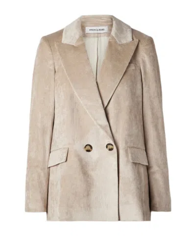 Veronica Beard Womens Heathered Sand Sevyn Dickey Peak-lapels Stretch-cotton Blend Jacket In Neutral