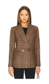 Veronica Beard Sevyn Plaid Virgin Wool Blazer In Brown