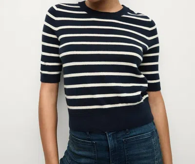 Veronica Beard Shana Cashmere Striped Sweater In Navy / Ivory