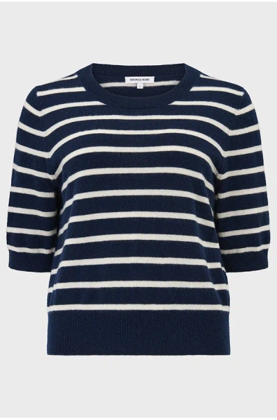 Veronica Beard Shana Cashmere Sweater In Navy Ivory In Blue