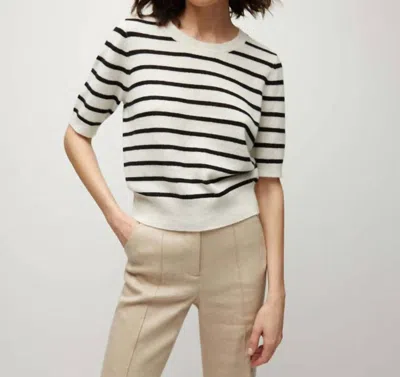 Veronica Beard Shana Cashmere Sweater In Off White/black Stripe