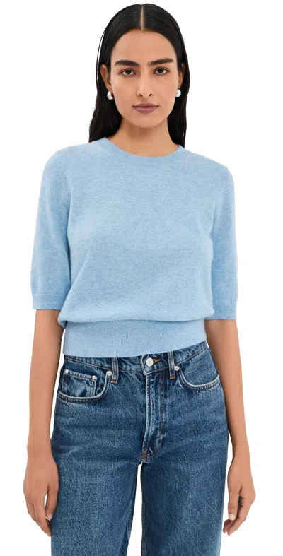 Veronica Beard Shana Cashmere Sweater Pale Blue River Melange