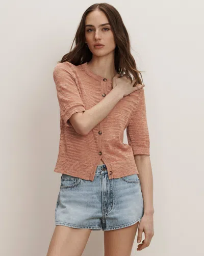 Veronica Beard Shana Linen Cardigan In Brown