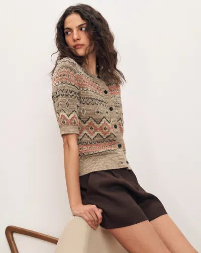 Veronica Beard Shana Linen Cardigan In Multi