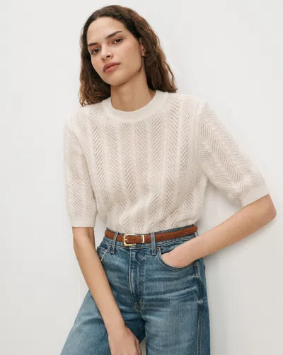 Veronica Beard Shana Pointelle Sweater In Dove White