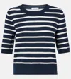 Veronica Beard Shana Striped Cashmere Sweater In Navy/ivory