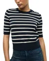 Veronica Beard Shana Striped Cashmere Sweater In Navy/ivory