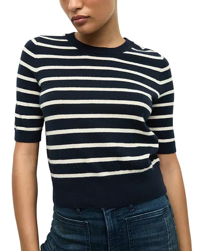 Veronica Beard Shana Striped Cashmere Sweater In Navy/ivory