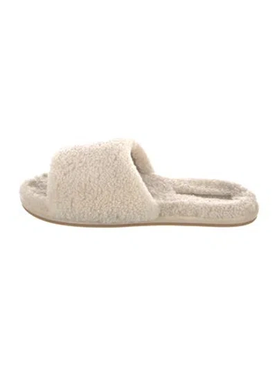 Pre-owned Veronica Beard Shearling Slides In Neutrals