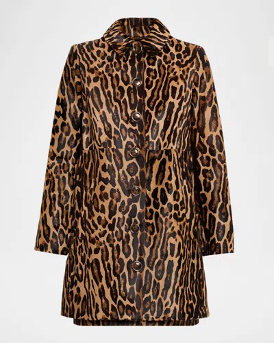 Veronica Beard Shelley Calf Hair Dickey Coat In Brown