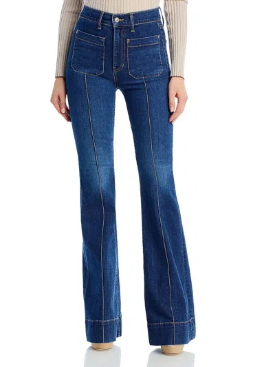 Veronica Beard Sheridan Womens Pintuck High Rise Flare Jeans In Blue