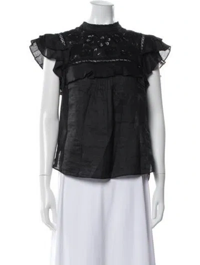 Pre-owned Veronica Beard Short Sleeve Blouse In Black