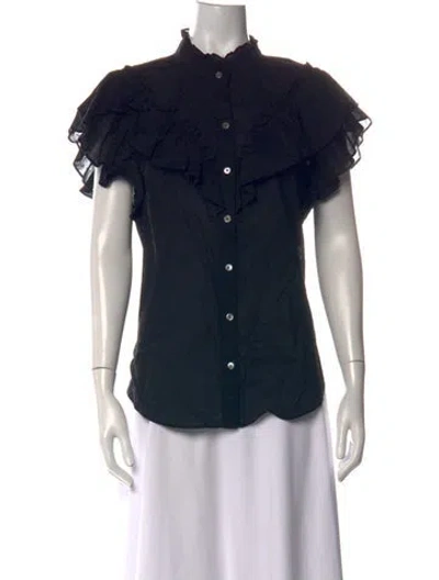 Pre-owned Veronica Beard Short Sleeve Blouse In Black