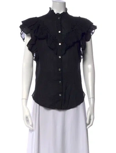 Pre-owned Veronica Beard Short Sleeve Blouse In Black