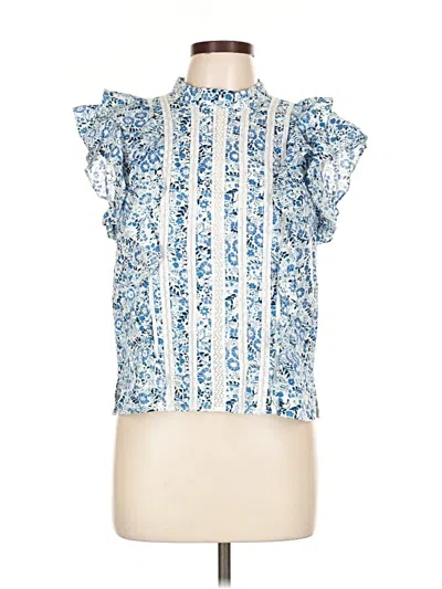 Pre-owned Veronica Beard Short Sleeve Blouse In Blue