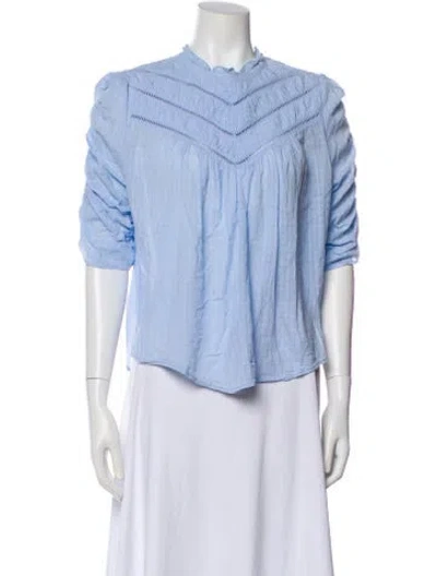Pre-owned Veronica Beard Short Sleeve Blouse In Blue