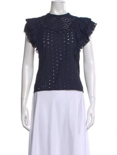 Pre-owned Veronica Beard Short Sleeve Blouse In Blue