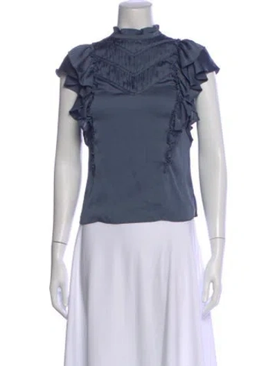 Pre-owned Veronica Beard Short Sleeve Blouse In Blue