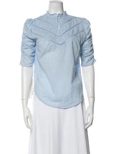Pre-owned Veronica Beard Short Sleeve Blouse In Blue